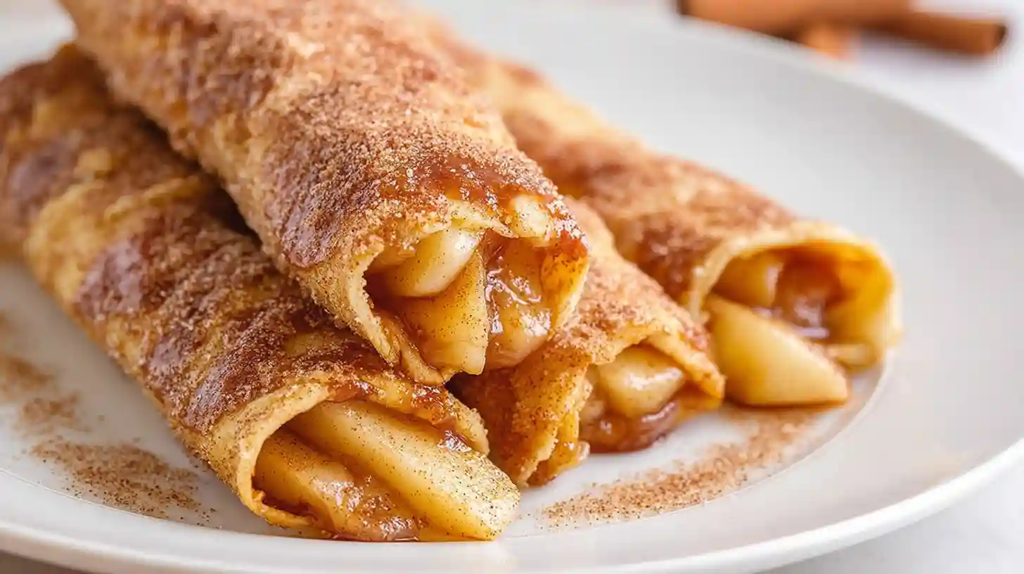 Air fryer apple pie taquitos crispy dessert 20 minutes total 6 medium flour tortillas flat 2 tablespoons canned apple pie filling 21-ounce can centered rolled tightly seam side down, 4 tablespoons melted butter brushed exterior, half cup granulated sugar 1 tablespoon ground cinnamon shallow dish mixture rolled coated evenly golden crunchy exterior, air fryer preheated 350°F basket single layer 9-11 minutes golden crispy flipped tongs additional 3-4 minutes perfect crispness served warm vanilla ice cream caramel drizzle