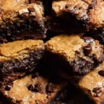 Brown Butter Brookies with fudgy dark chocolate brownie layer chewy brown butter chocolate chip cookie dough marbled together in one pan with melty chocolate chunks and flaky sea salt