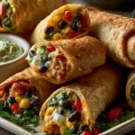 Chili's Southwest Eggrolls with crispy flour tortillas filled with chicken black beans corn spinach red peppers and melted jalapeño Jack cheese served with avocado-ranch dipping sauce